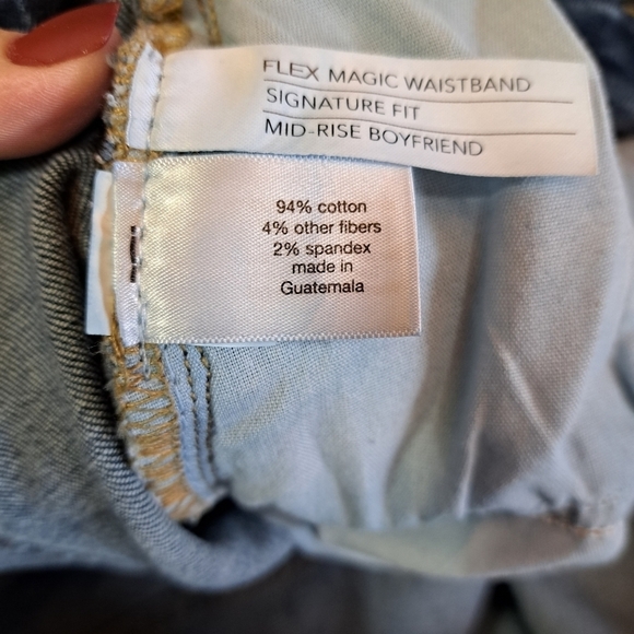 Lane Bryant Dark Wash Distressed Flex‎ Magic Waistband Mid Rise Boyfriend Jeans - Picture 8 of 10